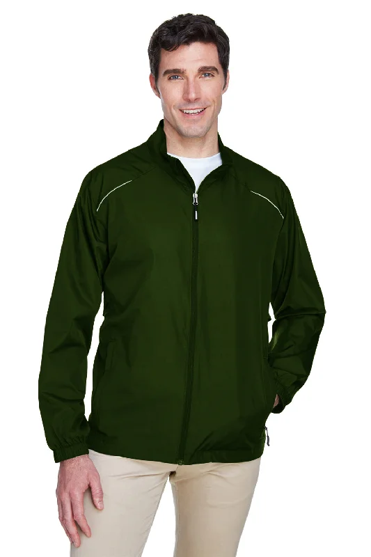 Core 365 Mens Motivate Water Resistant Full Zip Jacket - Forest Green Knit Jacket Woven Jacket Fleece Jacket