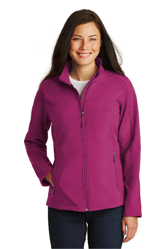 Port Authority Womens Core Wind & Water Resistant Full Zip Jacket - Very Berry Purple Nylon Fabric Polyester Fabric Spandex Fabric