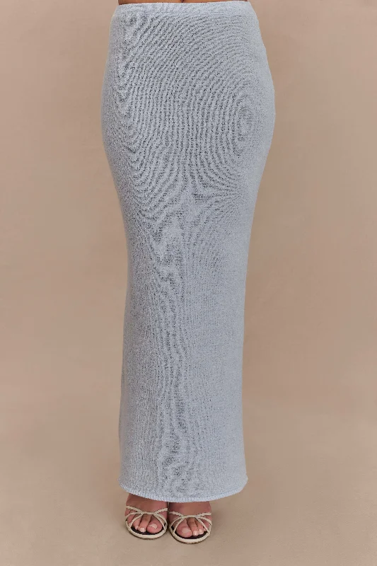 Phoebe Knit Maxi Skirt - Ice Blue wool skirt warm