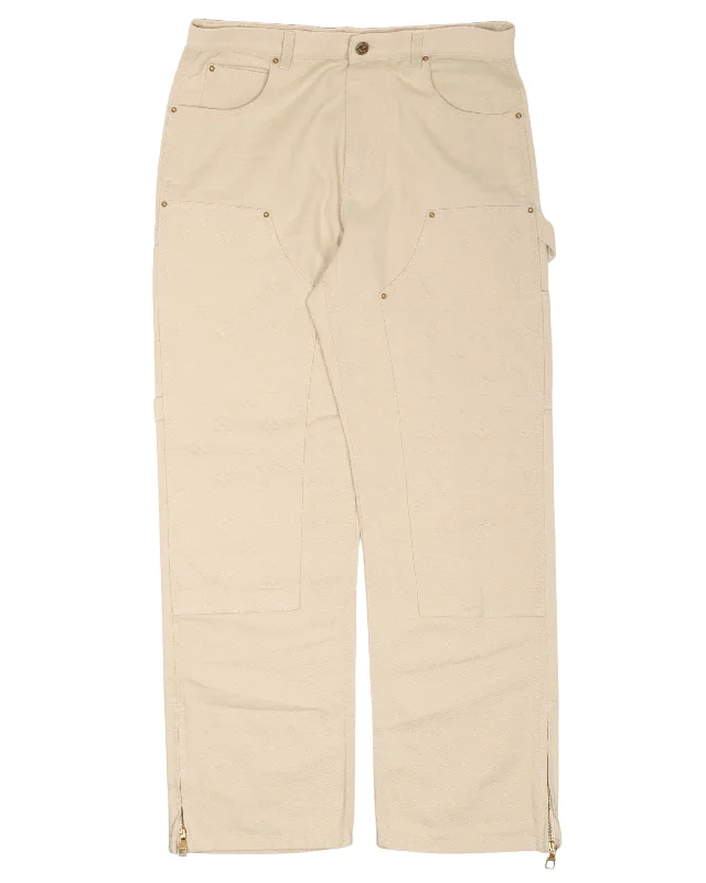 Tonal Monogram Carpenter Pants Elegant Palazzo Trousers