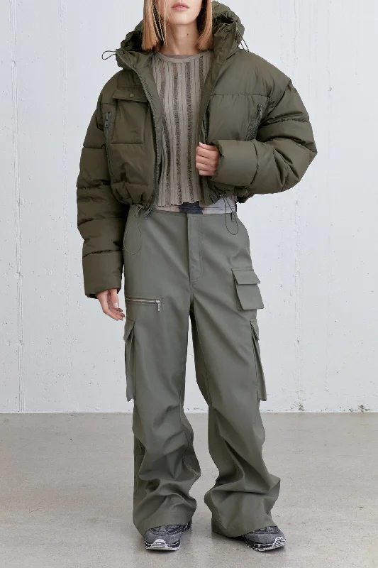 CROPPED PUFFER JACKET Plaid Jacket Tartan Jacket Houndstooth Jacket