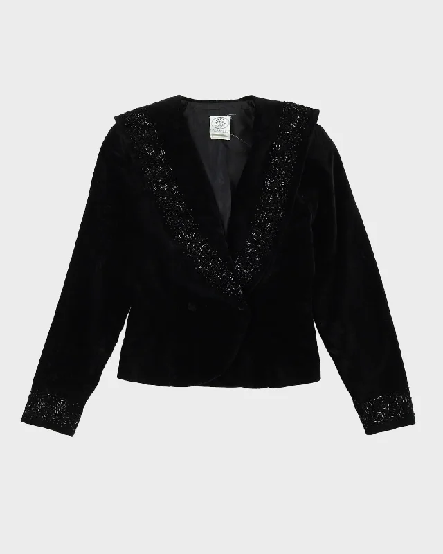 Laura Ashley Black Velvet Blazer Jacket - XS Jersey Jacket Tulle Jacket Batik Jacket