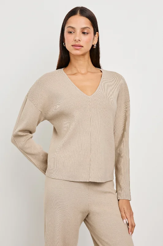 HOLLYN SWEATER - OATMEAL Wool Fabric Cashmere Fabric Tweed Fabric