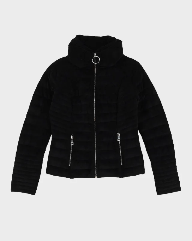 Guess Black Velvet Padded Jacket - XXS Knit Jacket Woven Jacket Fleece Jacket