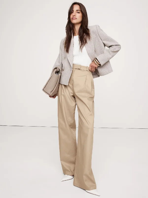 Carmel Pleated Wide-Leg Pant Classic Straight Pants