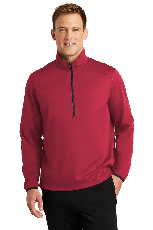Port Authority Mens Active Wind & Water Resistant 1/4 Zip Jacket - Rich Red - Closeout Oversized Jacket Tailored Jacket Straight Jacket