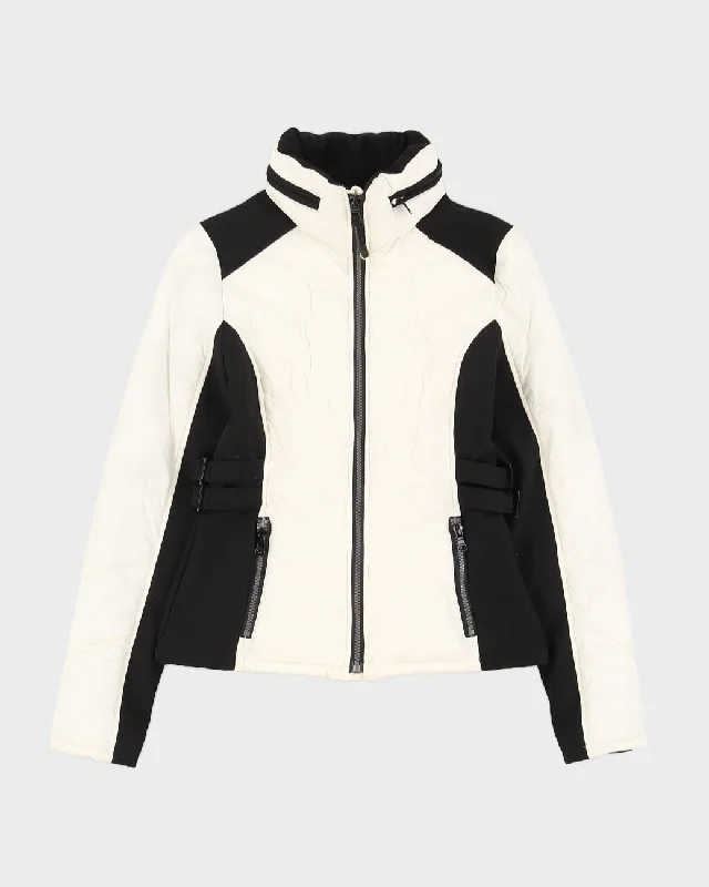 Guess White Quilted Jacket - XS Striped Jacket Polka Dot Jacket Floral Jacket