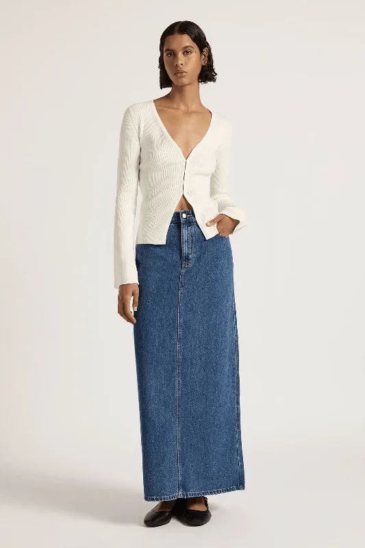 NUDE LUCY ORGANIC DENIM MAXI SKIRT - BLUE elastic waist skirt