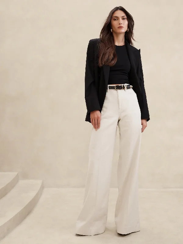 Italian Linen-Cotton Wide Leg Pant Relaxed Casual Leggings
