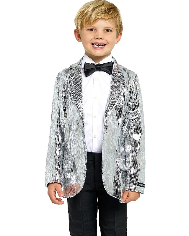 70s Sequins Silver Boys Suitmeister Jacket Chenille Jacket Brocade Jacket Lace Jacket