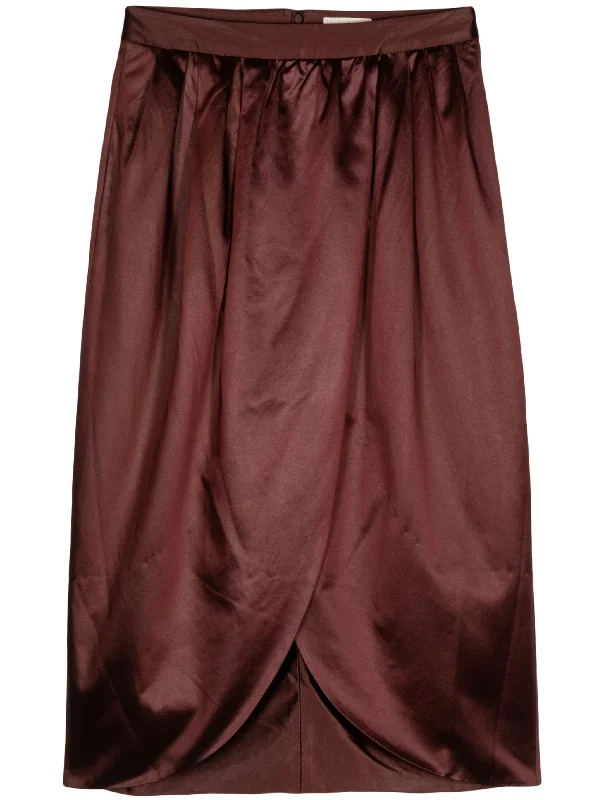 MAXINE COTTON-BLEND SATEEN MIDI SKIRT linen skirt light