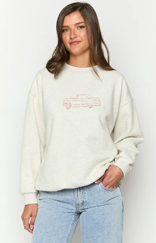 Elodie Grey Crew Neck Sweater Mesh Fabric Canvas Fabric Denim Fabric