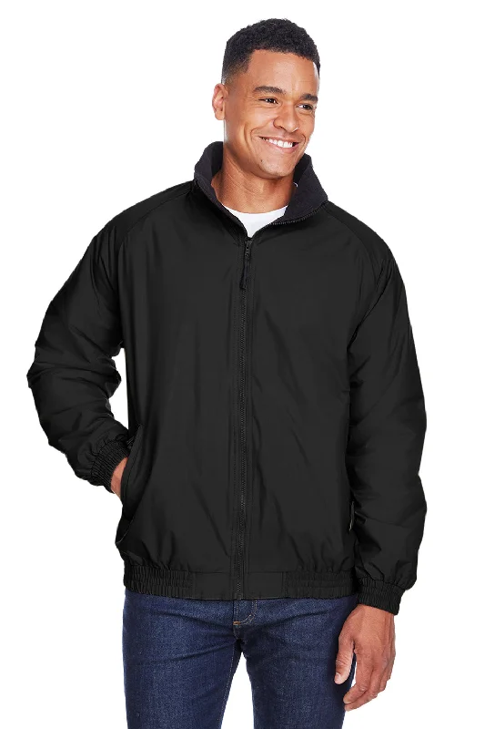 Harriton Mens Wind & Water Resistant Full Zip Jacket - Black Embroidered Jacket Appliqued Jacket Beaded Jacket