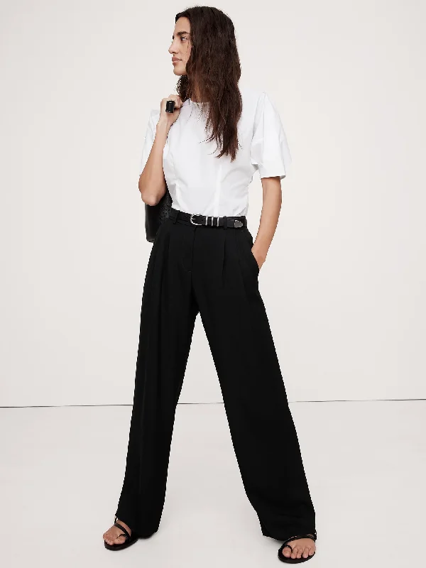 Soho Mid-Rise Pleated Wide-Leg Pant Casual Wide Pants