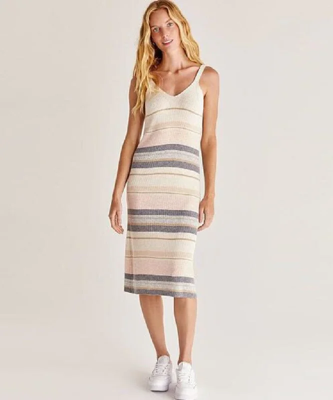 Z Supply Malibu Stripe Sweater Dress - Size Large Terry Terry Cloth Terry Knit