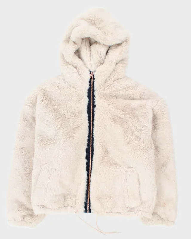 Vintage Y2k 00s Lucky Brand Faux Fur Jacket - M Stand-Up Collar Roll-Neck Collar Turtle Neck