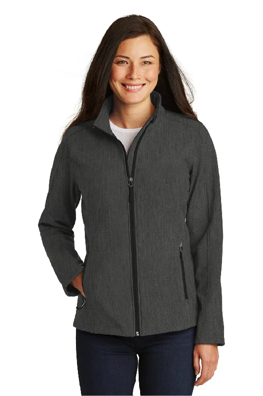Port Authority Womens Core Wind & Water Resistant Full Zip Jacket - Heather Charcoal Black Faux Fur Jacket Real Fur Jacket Shearling Jacket