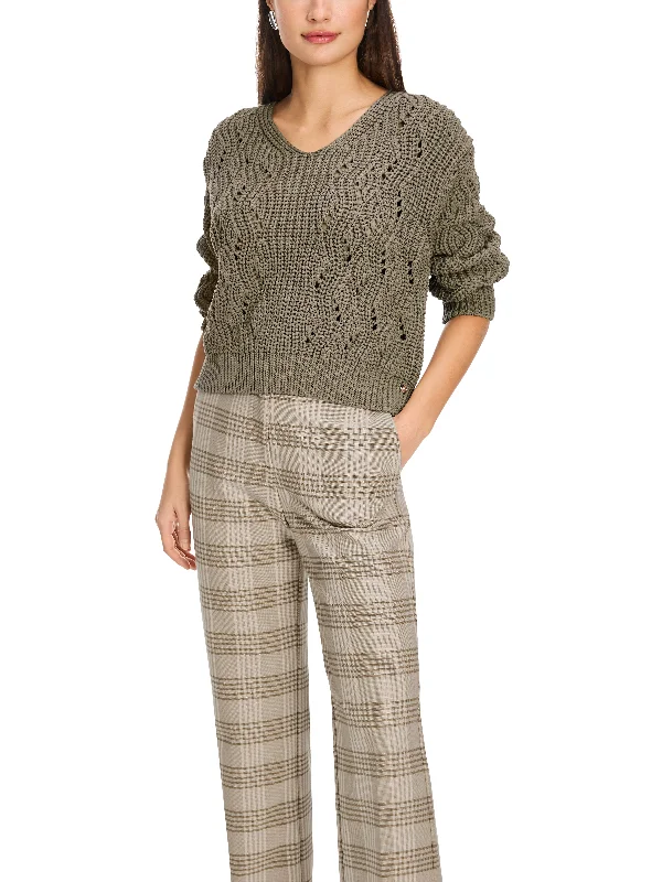 MARC CAIN Khaki Green Sweater Handmade Hand-knitted Hand-woven