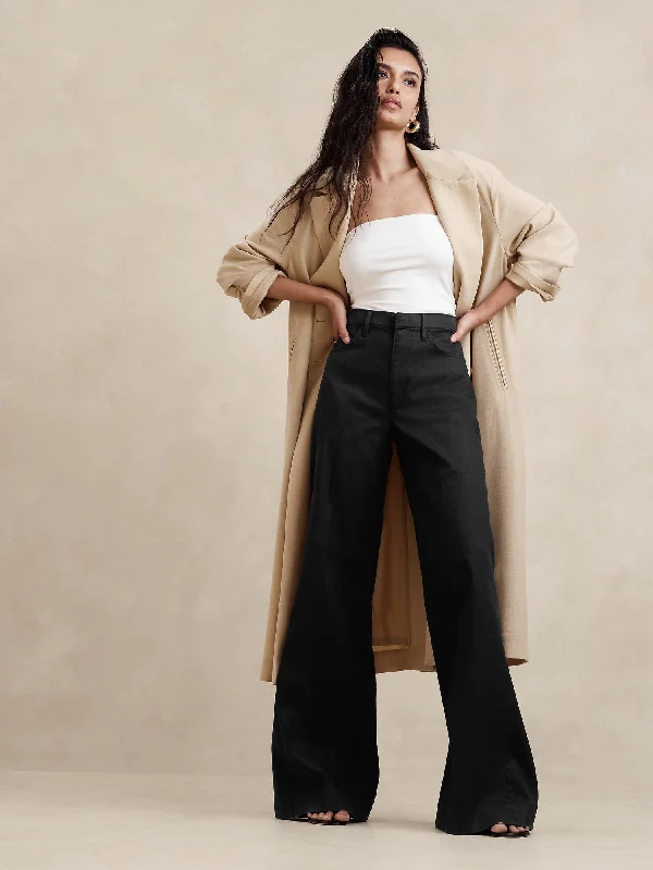 Italian Linen-Cotton Wide Leg Pant Soft Stretch Trousers