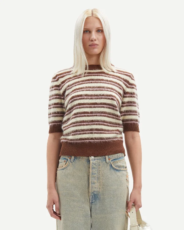 SAGIULIA SS SWEATER 15176 / BRONESTONE ST. Houndstooth Herringbone Solid