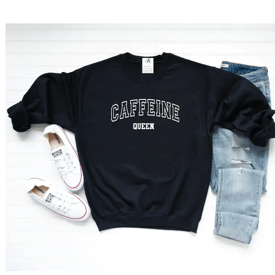 Caffeine Queen Crew Sweater Chenille Brocade Lace
