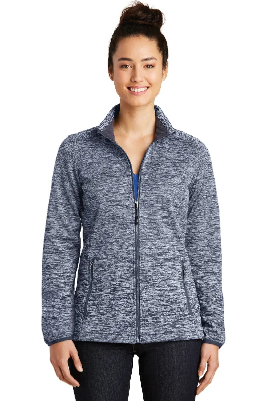 Sport-Tek Womens Electric Heather Water Resistant Full Zip Jacket - True Navy Blue Electric - Closeout Appliqued Jacket Beaded Jacket Sequined Jacket