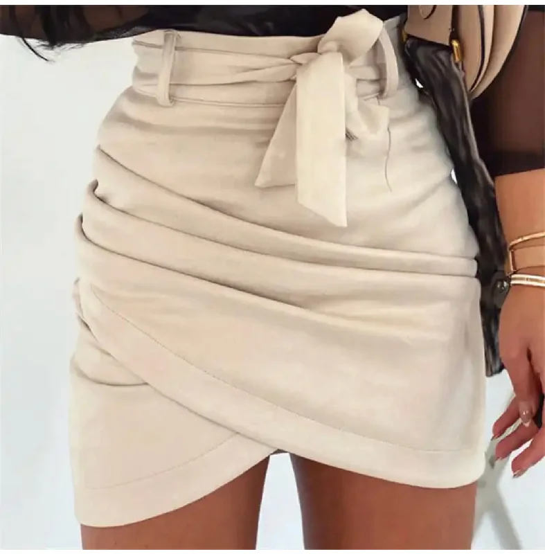 High waist suede skirt (2 colors available) cashmere skirt rich