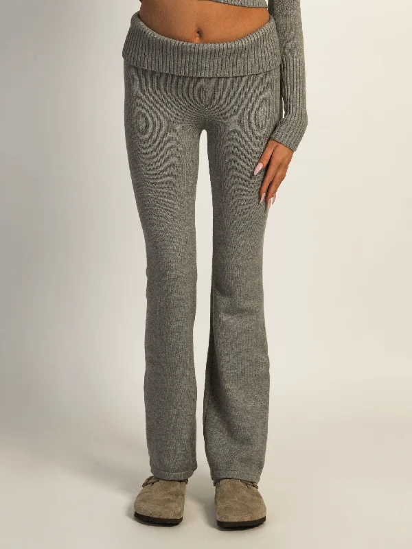 HARLOW BROOKE FLARE PANT - HEATHER GREY Classic Pleated Pants