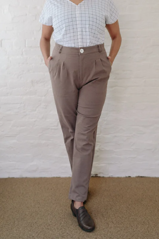 Long Perfect Pant in Lavender Gray Comfortable Pleated Pants