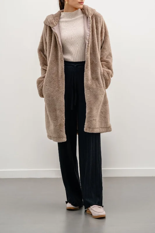 LONG FUR JACKET Welt Pockets Slit Pockets Flap Pockets