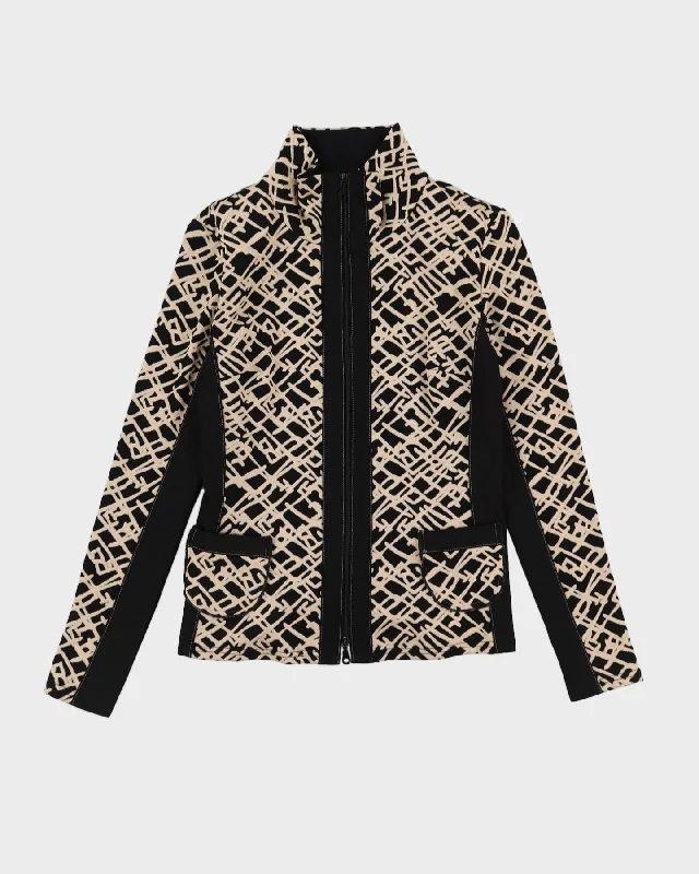 Joseph Ribkoff Black Patterned Jacket - S Hooded Jacket Caped Jacket Shawl Collar Jacket
