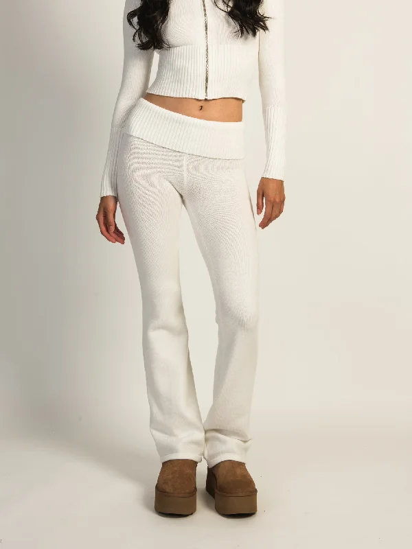 HARLOW BROOKE FLARE PANT - OFF WHITE Trendy Wide-Leg Pants