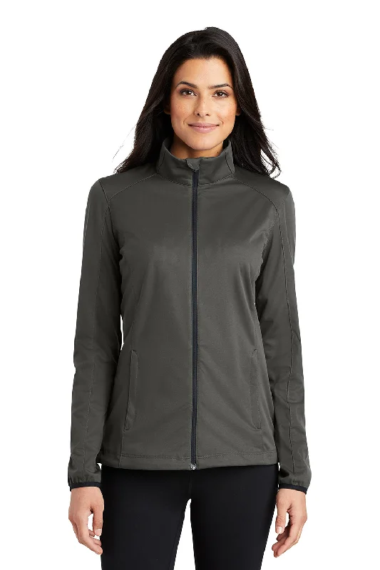 Port Authority Womens Active Wind & Water Resistant Full Zip Jacket - Steel Grey Zippered Jacket Buttoned Jacket Snapped Jacket