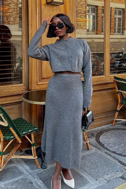 Vivica Knit Maxi Skirt - Charcoal Marle cashmere skirt fine