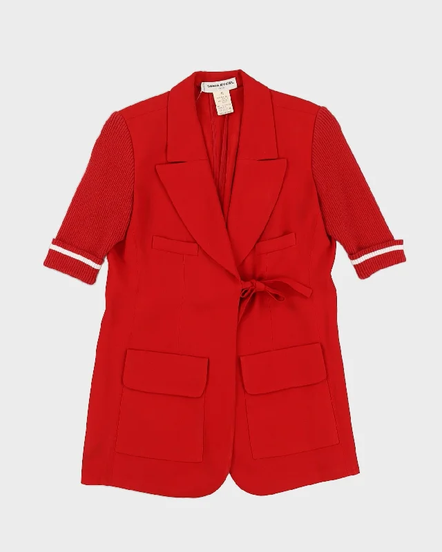 Sonia Rykiel Red Blazer Jacket - M Zip Front Button Front Snap Front