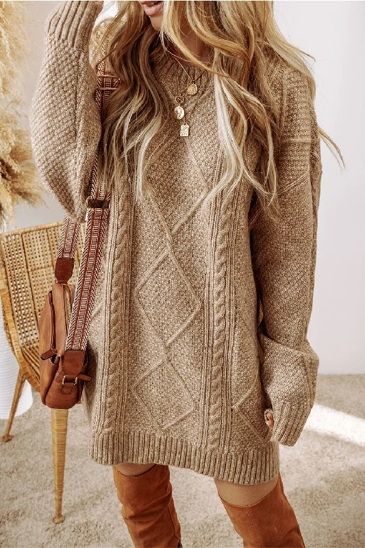 Ready to Ship Cable Knit Sweater Dress Slim Fit Regular Fit Oversized
