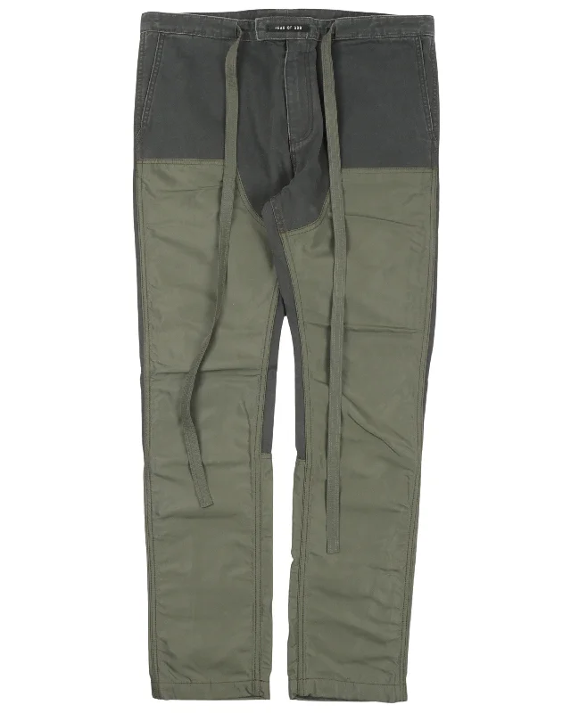 Nylon Double Knee Pants Slim-Fit Khaki Pants