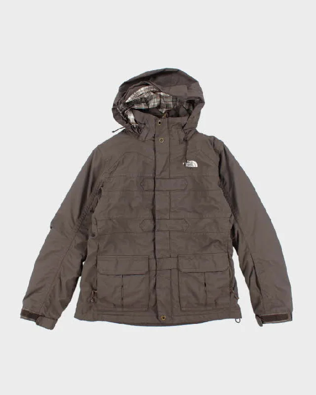 The North Face Brown Hooded Waterproof 2-In 1 Jacket - M Nylon Fabric Polyester Fabric Spandex Fabric