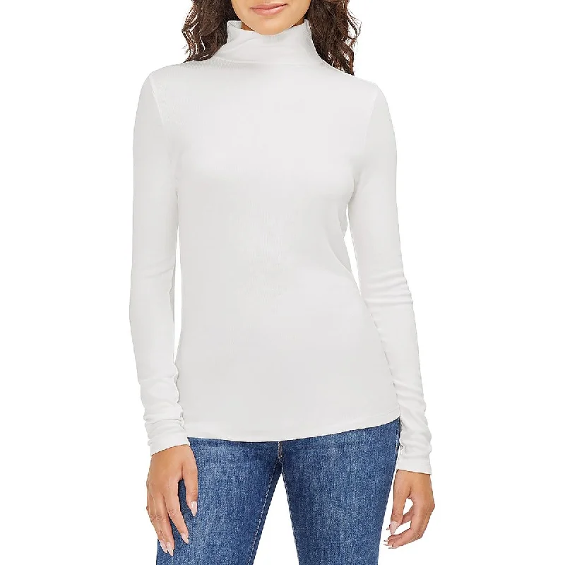 Three Dots Womens Solid Ribbed Knit Mock Turtleneck Sweater Thin Thick Dense