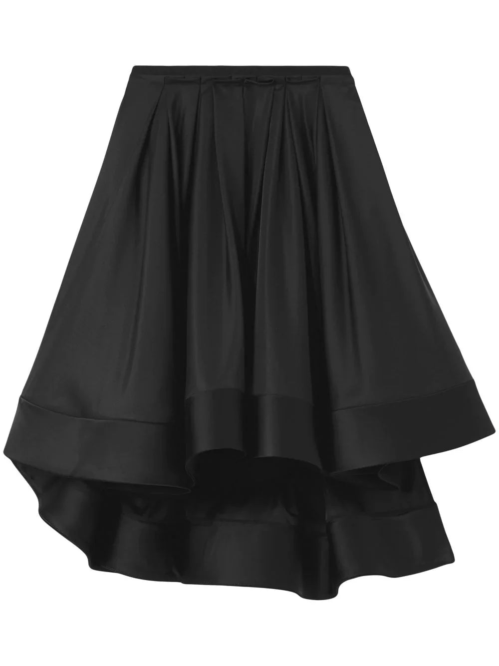 PLEATED FULL TAFFETA SKIRT 001 BLK high waist skirt
