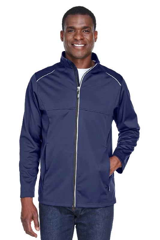 Core 365 Mens Techno Lite Water Resistant Full Zip Jacket - Classic Navy Blue Zippered Jacket Buttoned Jacket Snapped Jacket