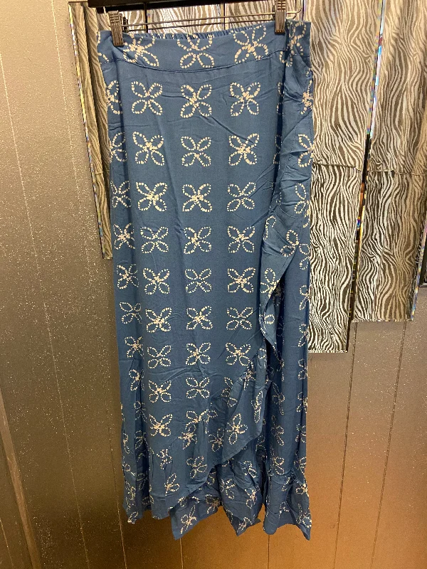 Shibori long wrap skirt in blue corduroy skirt durable
