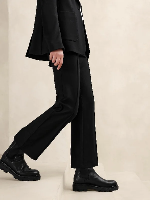 Crop Flare Everywhere Ponte Pant Stylish Elastic Waist Pants