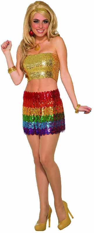 Rainbow Sequin Skirt lace skirt intricate