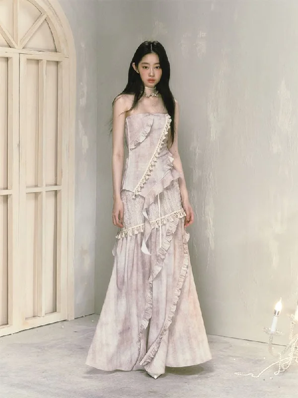 Irregular lace a-line long half-body skirt【s0000009593】 maxi skirt elegant