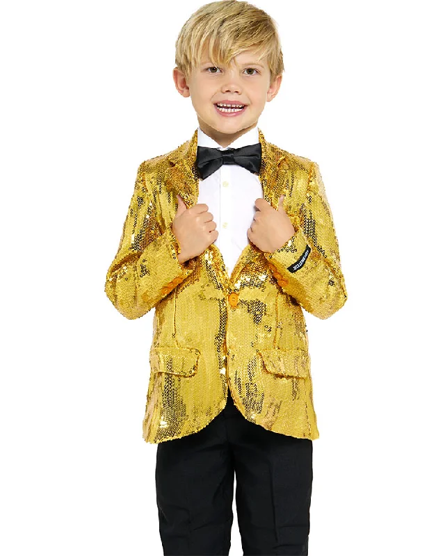 70s Sequins Gold Boys Suitmeister Jacket Fleece Jacket Down Jacket Feather Jacket