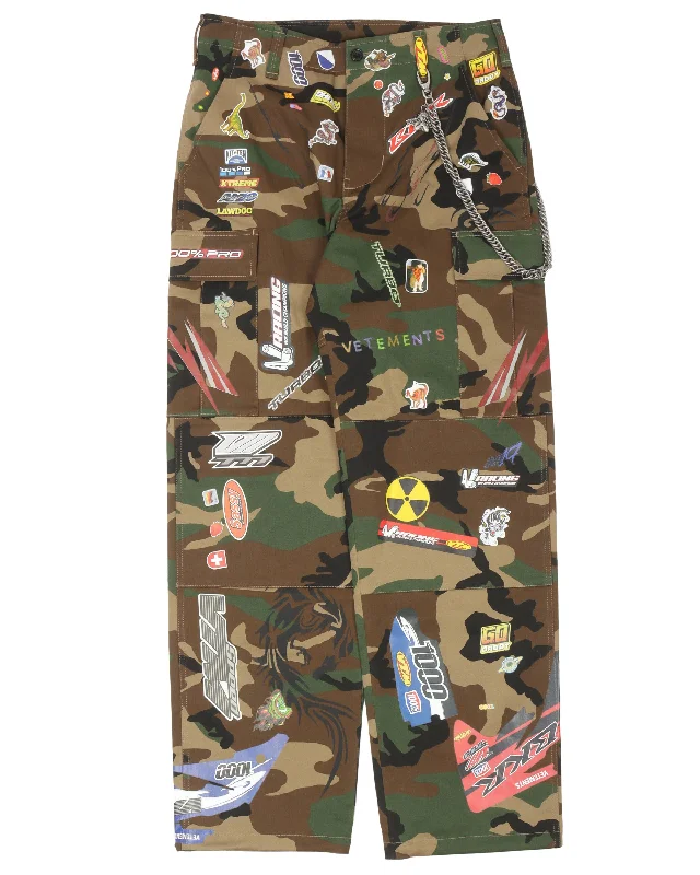 FW19 Camouflage Sticker Cargo Pants Formal Wide-Leg Pants
