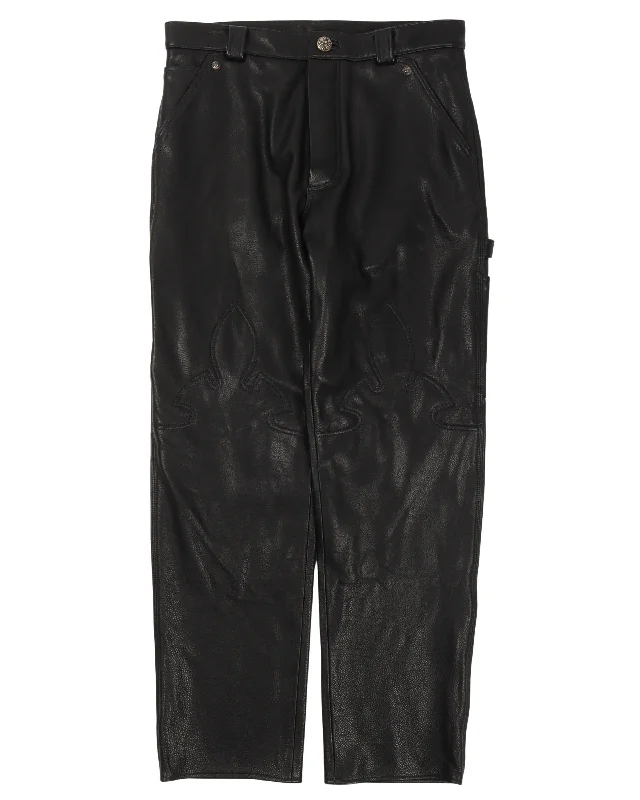Leather Fleur Knee Carpenter Pants Modern Skinny Pants