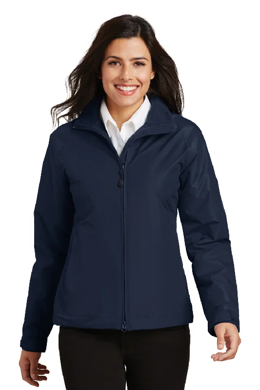 Port Authority Womens Challenger Wind & Water Resistant Full Zip Jacket - True Navy Blue Boat Neck Shawl Collar Notched Collar