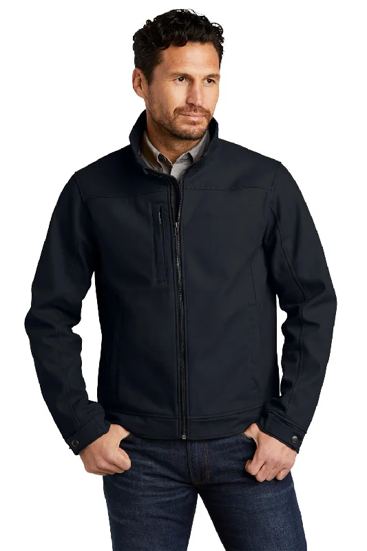CornerStone Mens Duck Cloth Water Resistant Full Zip Jacket - Navy Blue Denim Fabric Leather Fabric Suede Fabric